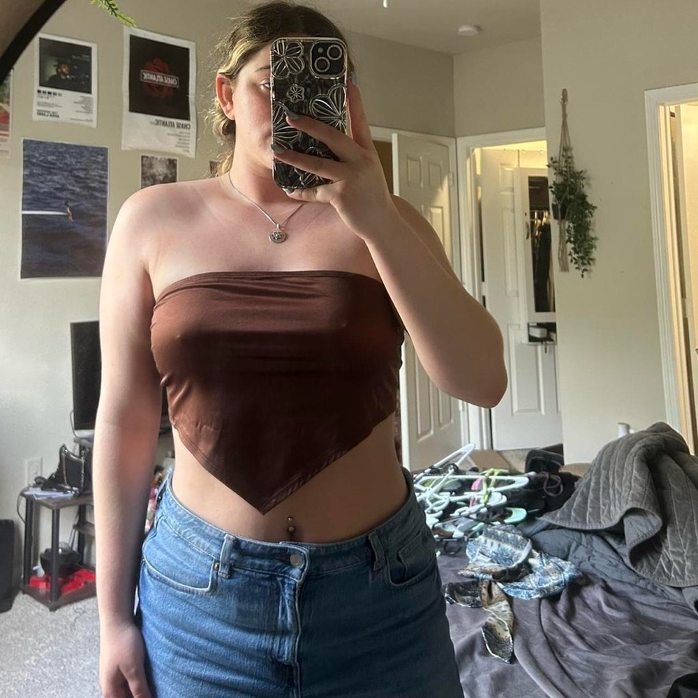 Brown Women's Strapless Top